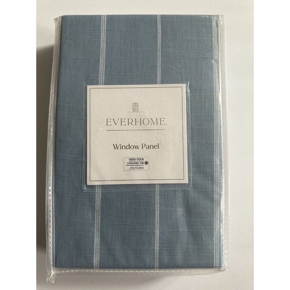 Everhome Milo Stripe Faded Denim/White Vertical Stripe 50 x 63” Window Panel